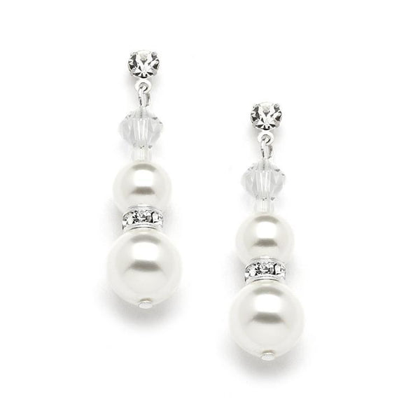 Marielle Jewelry Light Ivory Glass Pearl Bridal Earrings