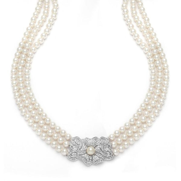 Marielle Jewelry Victoria 3-Row Vintage Pearl Necklace
