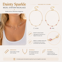Teardrop Gem Station Necklace – Dainty Gold Chain with Color Accents