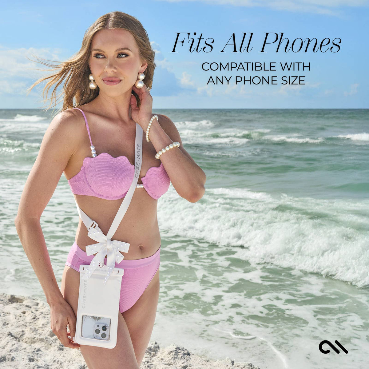 Ivory Pearl Bow Waterproof Floating Pouch