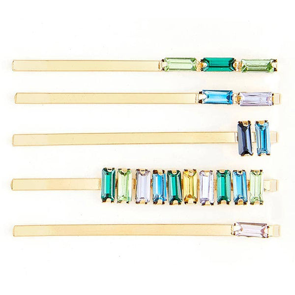Crystal Bobby Pins - Blue Jewels
