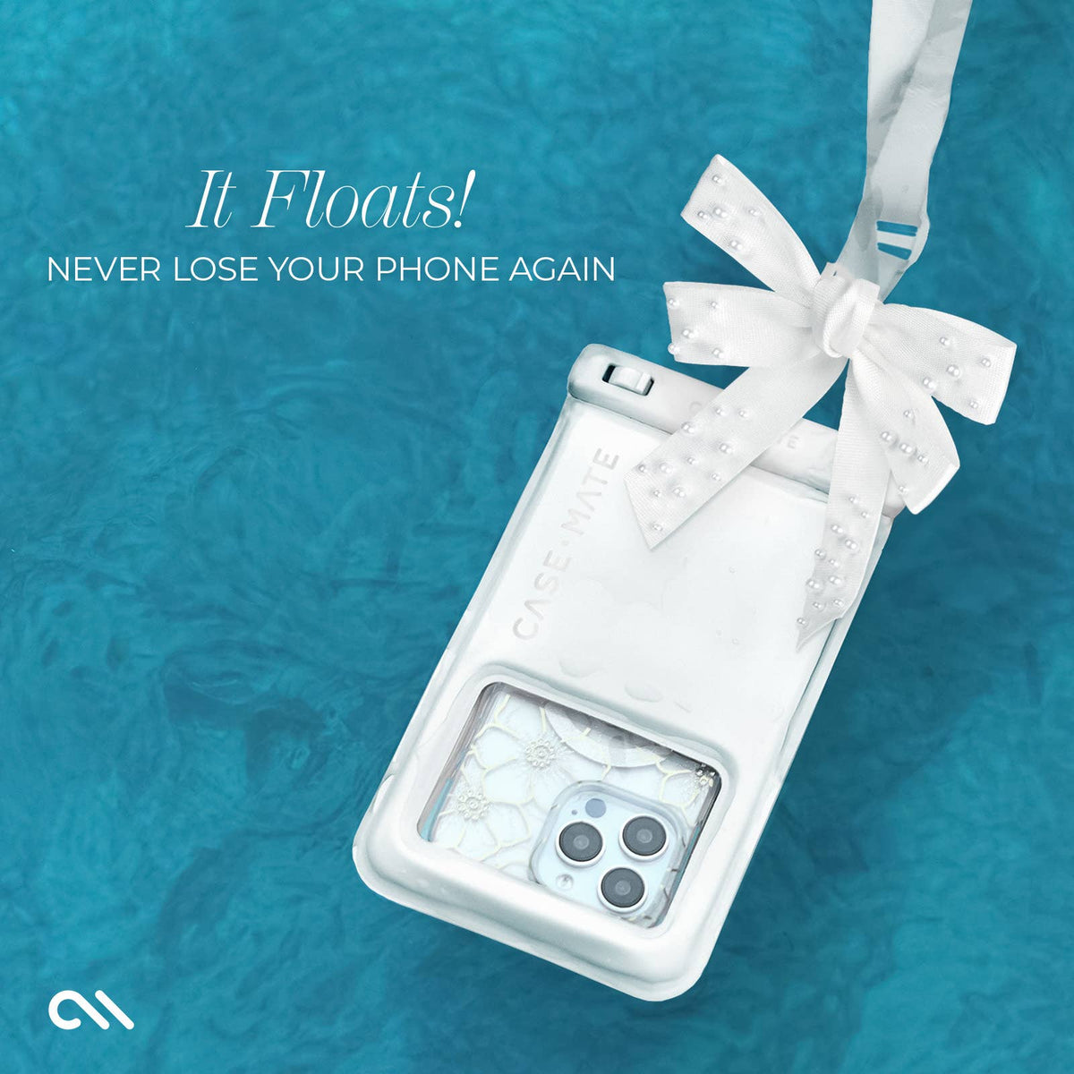 Ivory Pearl Bow Waterproof Floating Pouch