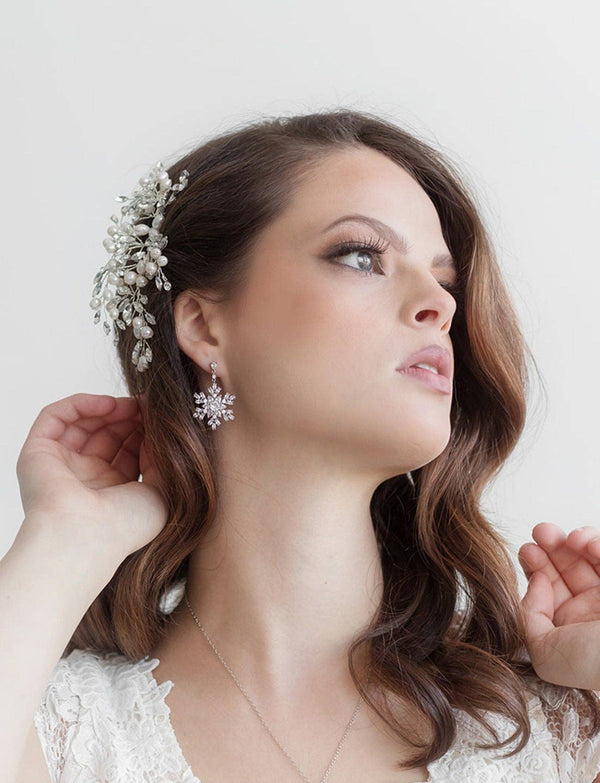Snowflake Dangle CZ Earrings
