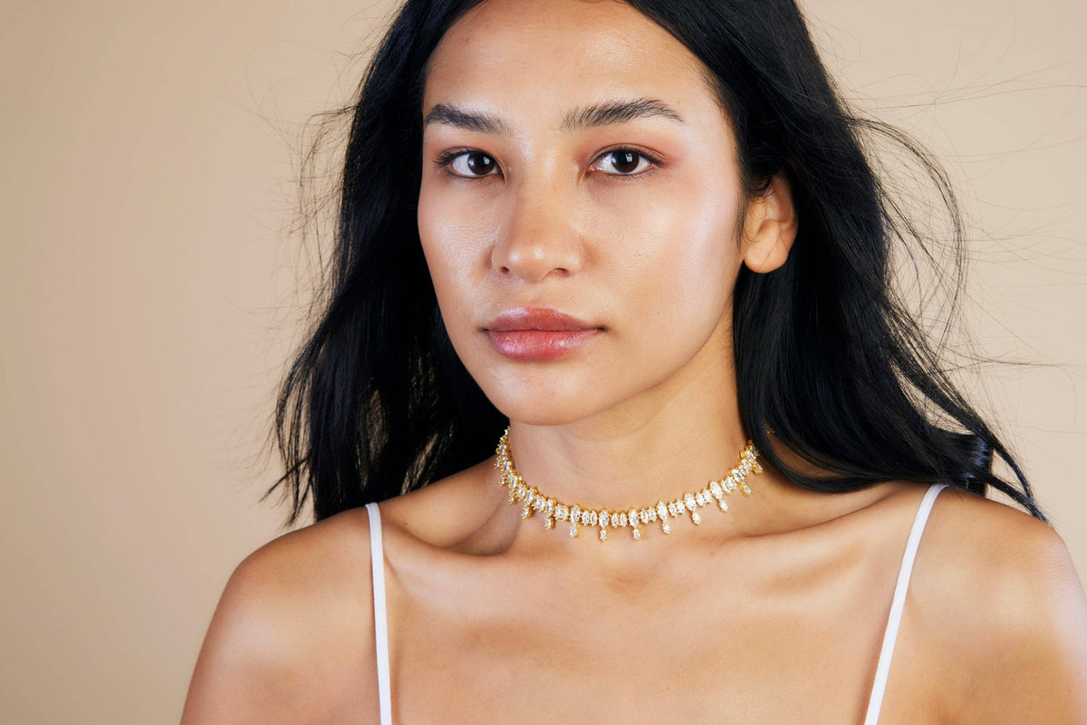 Zircon simple choker necklace