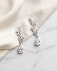 Genevieve CZ Bridal Earrings – Pear Drop Wedding Earrings