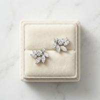 Rosaline CZ Floral Stud Earrings – Silver Wedding Earrings