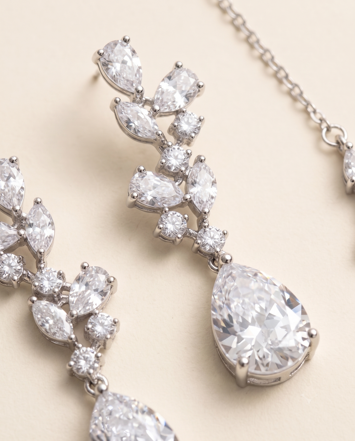 Genevieve CZ Bridal Earrings – Pear Drop Wedding Earrings