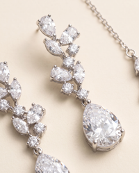 Genevieve CZ Bridal Earrings – Pear Drop Wedding Earrings