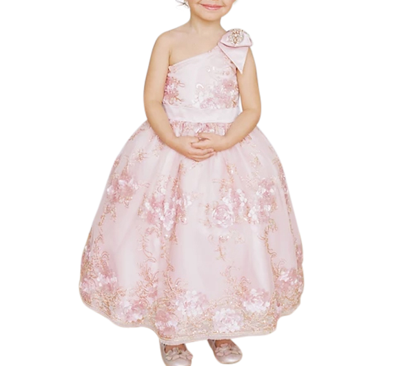 Blush Floral Asymmetrical Gown