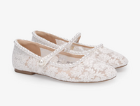 Kailee P Zora - Crochet Lace Mary Jane Wedding Flats with Pearls