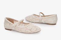 Kailee P Zora - Crochet Lace Mary Jane Wedding Flats with Pearls