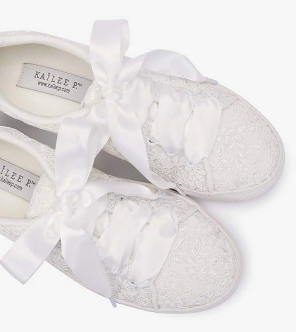 Kailee P Gia - Crochet Lace Wedding Platform Sneakers