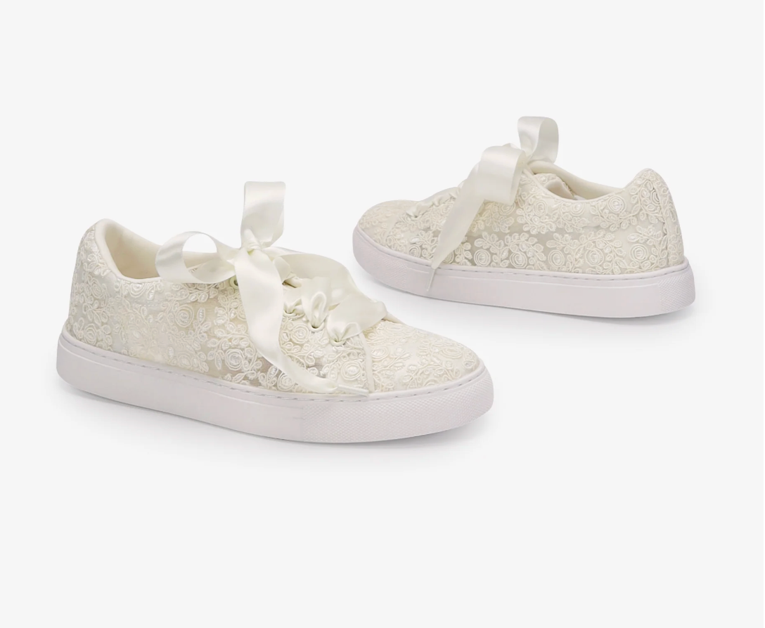 Kailee P Gia - Crochet Lace Wedding Platform Sneakers