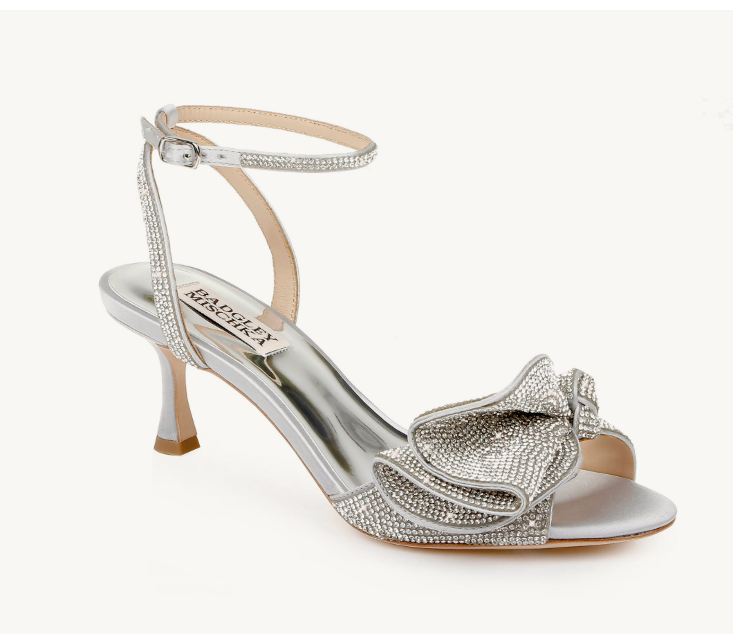 Badgley Mischka Remi Kitten Heel -Silver Satin -PO
