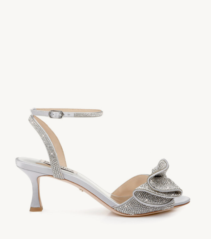 Badgley Mischka Remi Kitten Heel -Silver Satin -PO