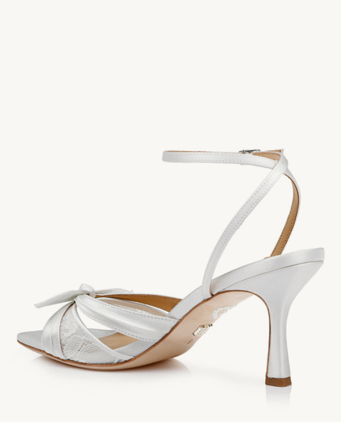 Badgley Mischka Joselyn Satin Peep Toe Sandals - White