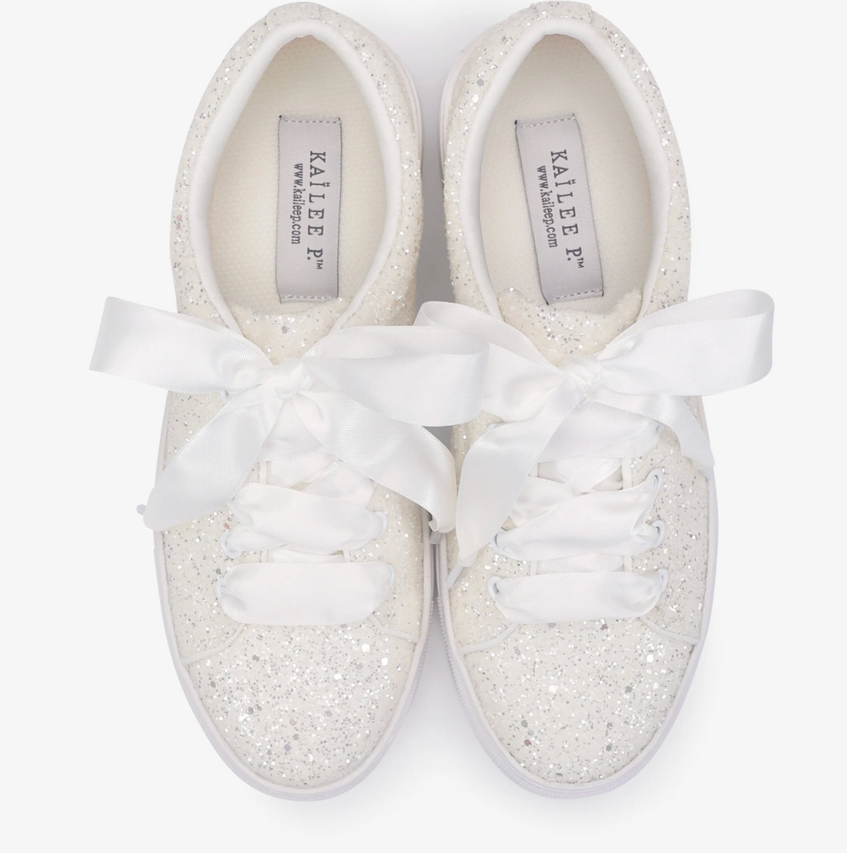 Kailee P Lucy - White Rock Glitter Wedding Platform Sneakers