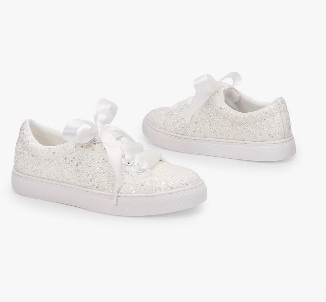 Kailee P Lucy - White Rock Glitter Wedding Platform Sneakers