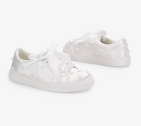 Kailee P Lucy - Satin Wedding Platform Sneakers with Scattered Pearls