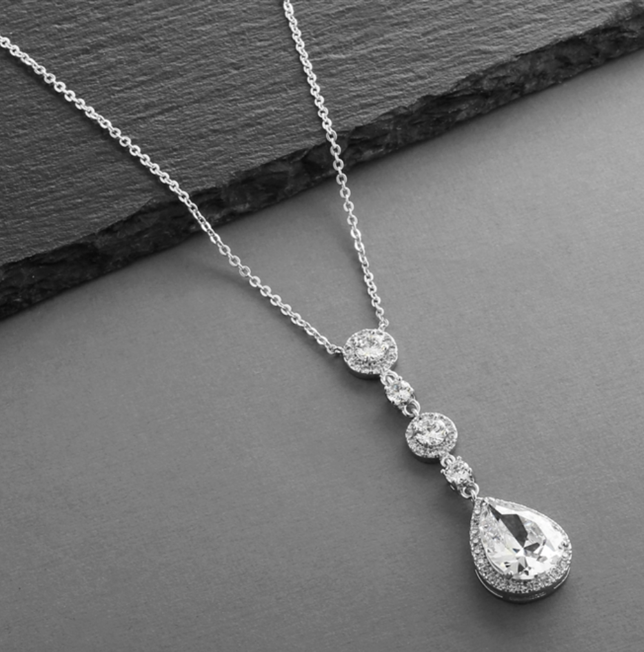Pear-shaped Pave Drop Necklace