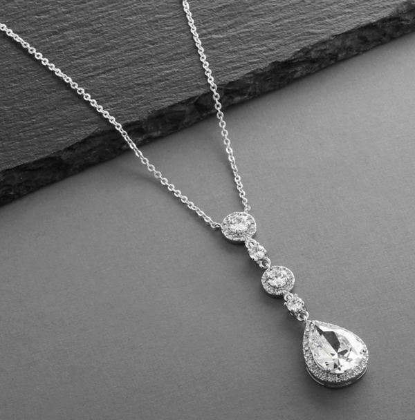 Pear-shaped Pave Drop Necklace