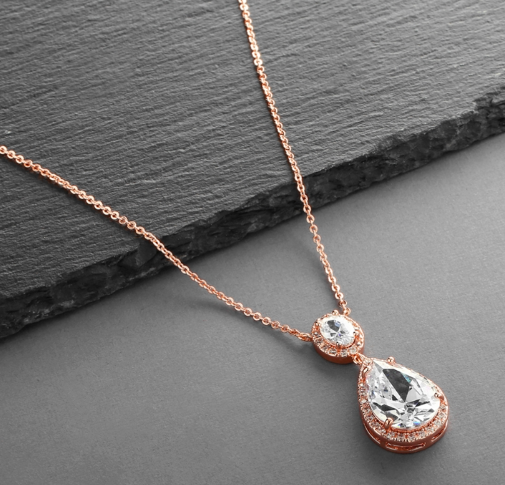 Lustrous Couture Rose Gold Teardrop Pendant