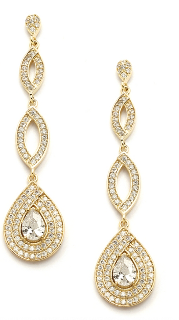Gold Micro Pave Teardrop Earrings