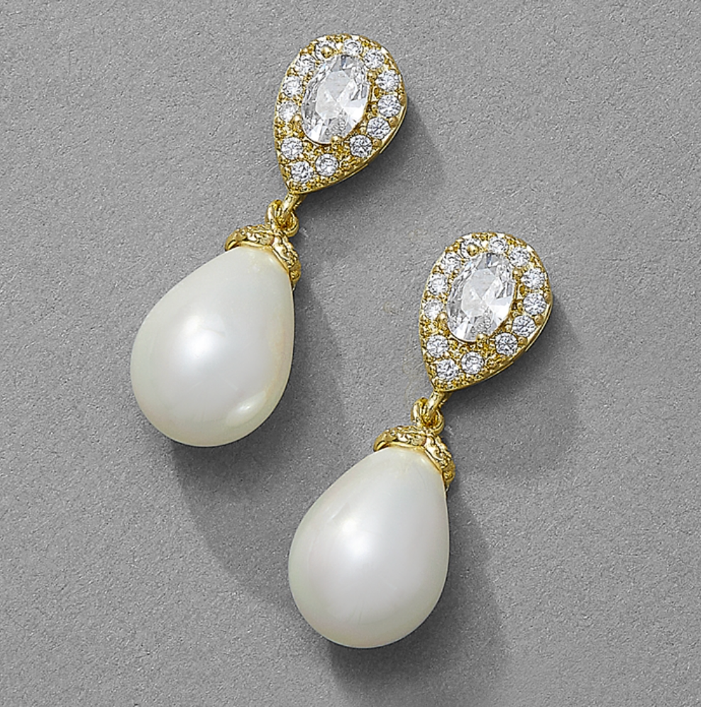 Gold & Pearl Drop Earrings