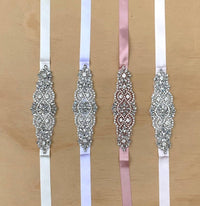 Girls Diamante Sash Belt - Ivory