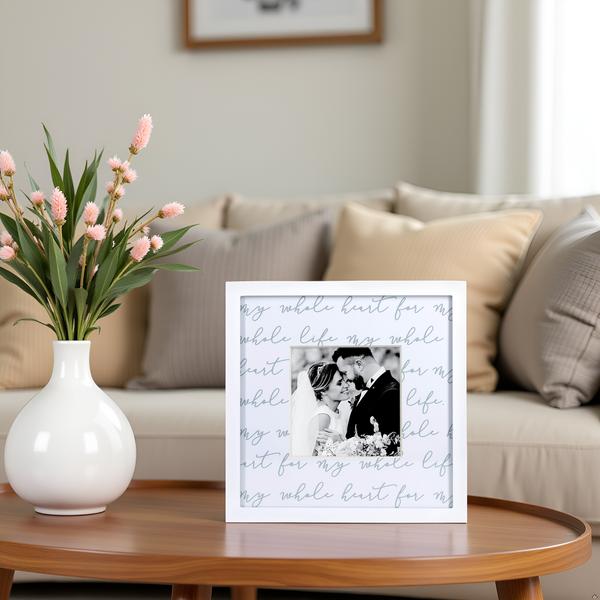 Wedding Script Photo Frame, White