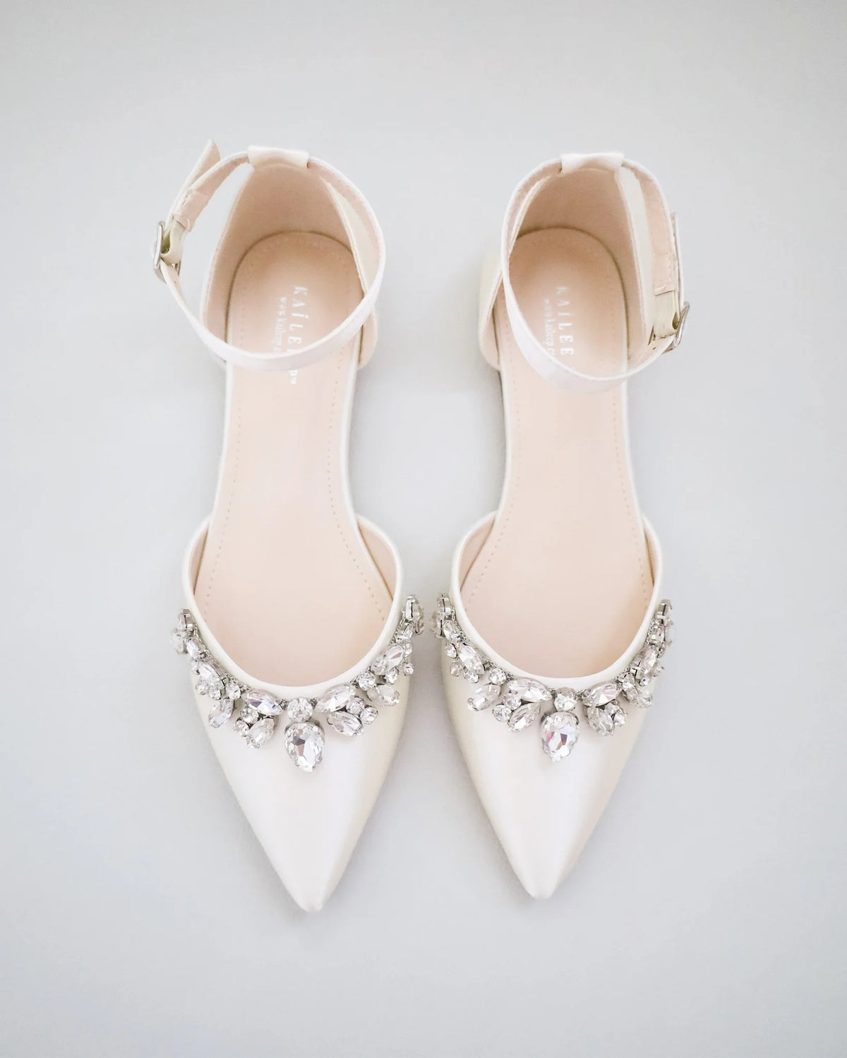 Kailee P Bella - Teardrop Rhinestones - Ankle Strap, Ivory
