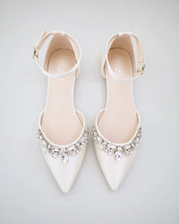 Kailee P Bella - Teardrop Rhinestones - Ankle Strap, Ivory