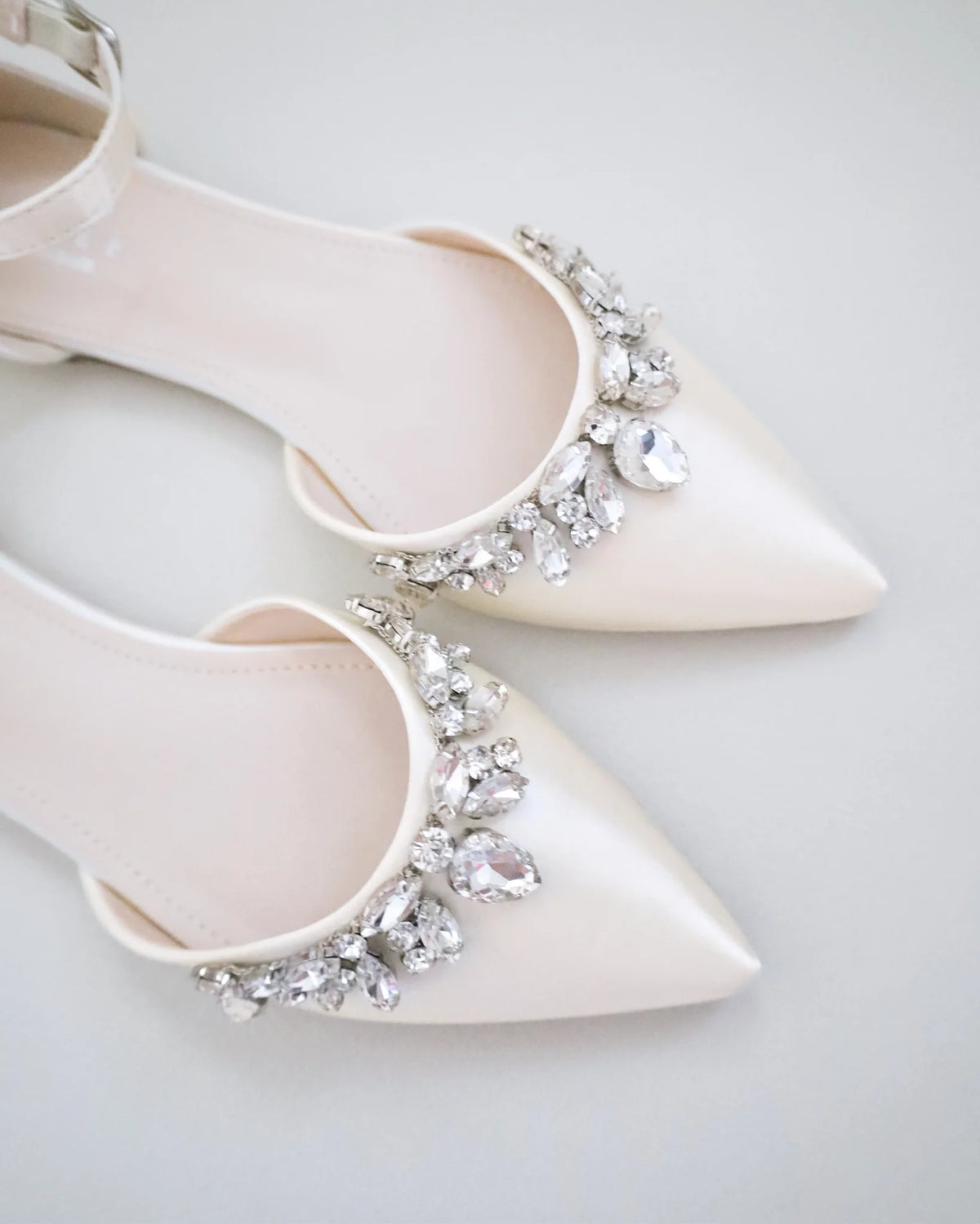 Kailee P Bella - Teardrop Rhinestones - Ankle Strap, Ivory