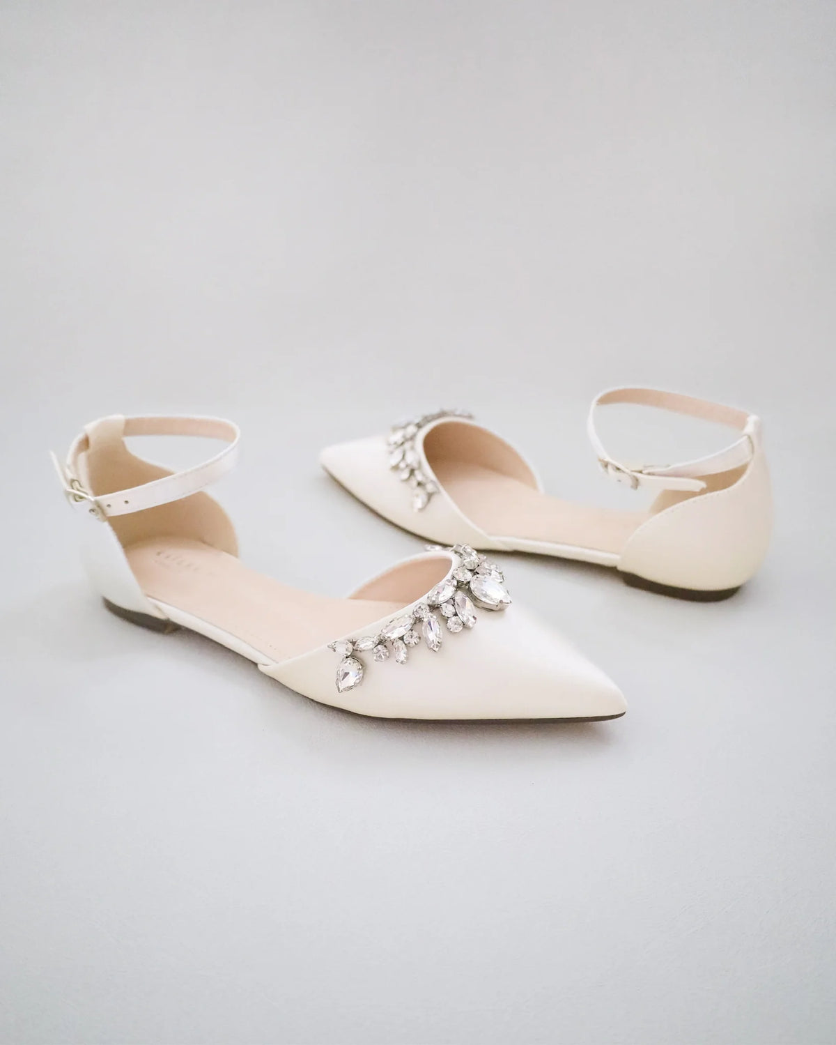 Kailee P Bella - Teardrop Rhinestones - Ankle Strap, Ivory