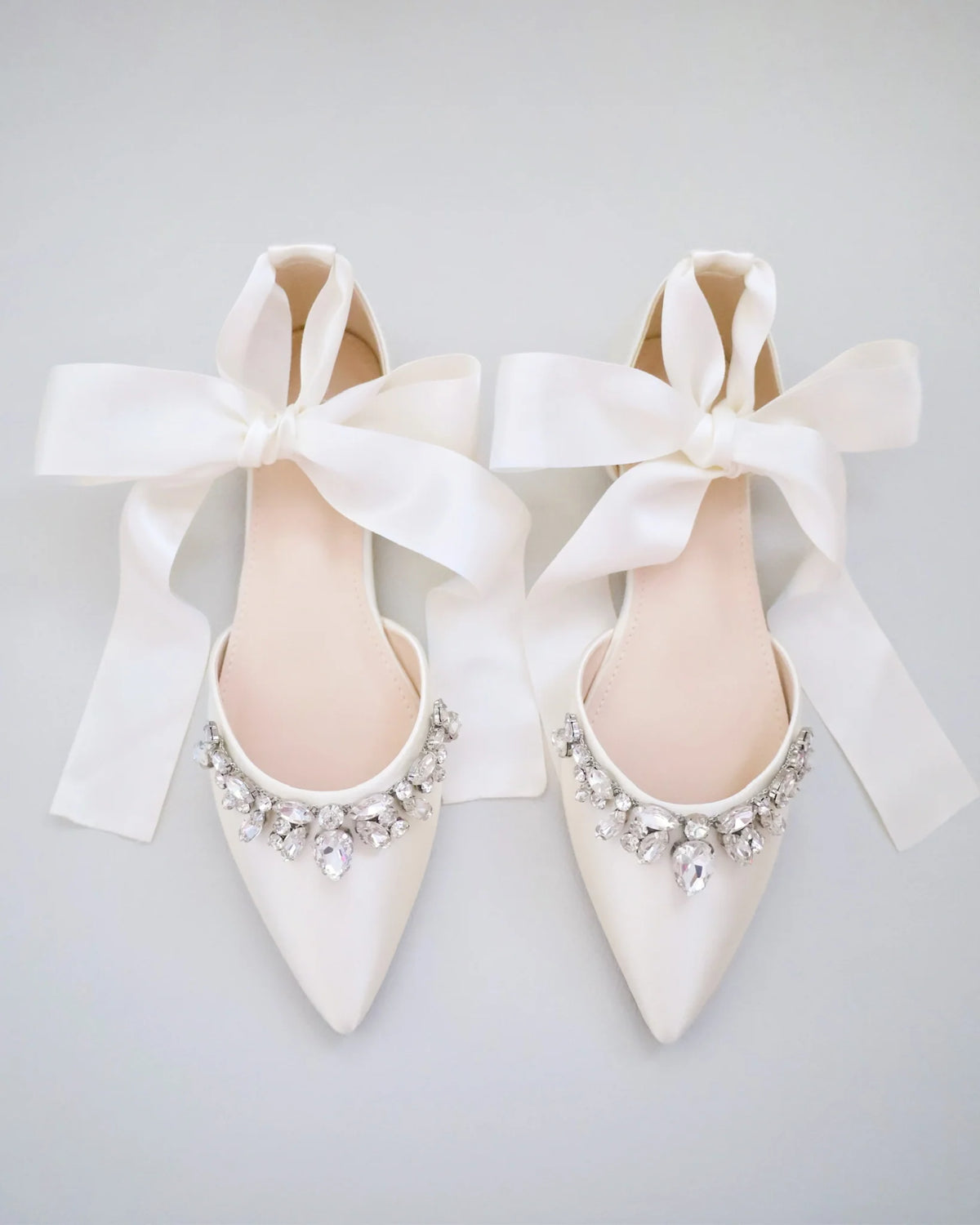 Kailee P Bella Teardrop Rhinestones - Satin Tie, Ivory