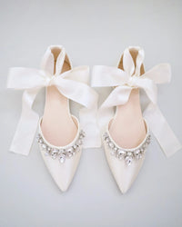 Kailee P Bella Teardrop Rhinestones - Satin Tie, Ivory