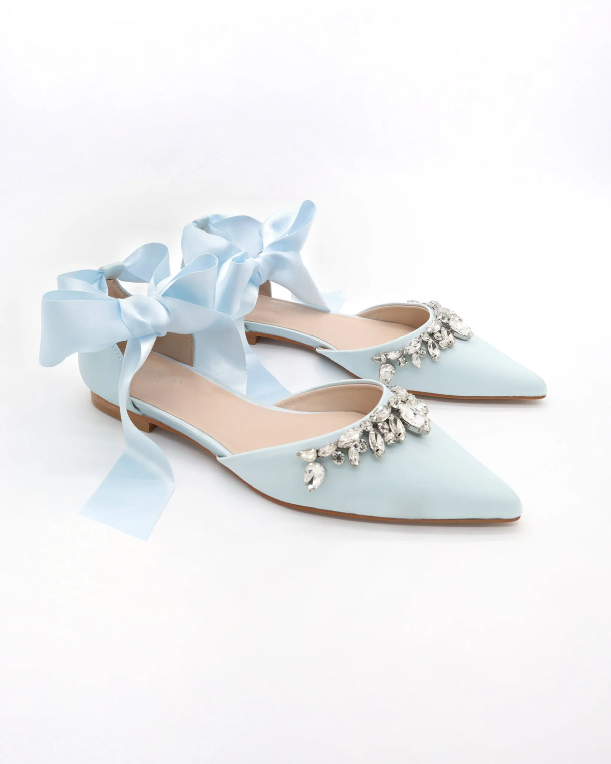 Kailee P Bella Teardrop Rhinestones - Satin Tie, Light Blue