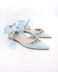 Kailee P Bella Teardrop Rhinestones - Satin Tie, Light Blue