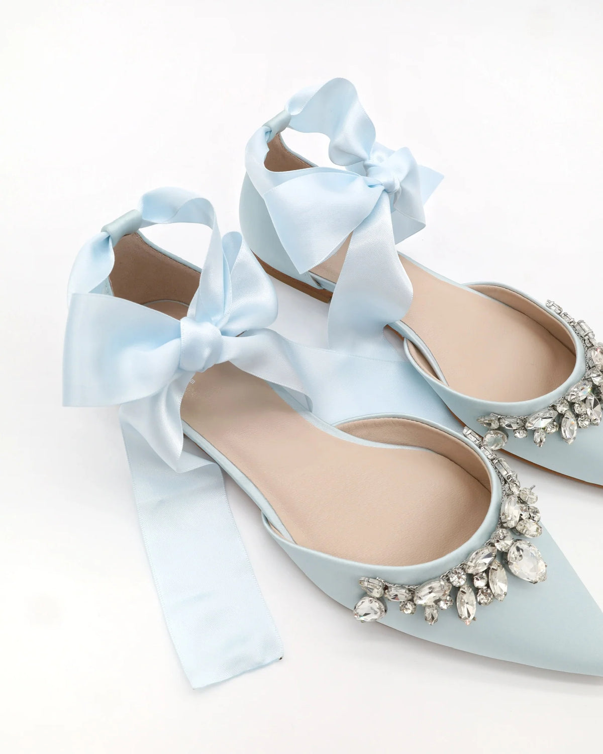 Kailee P Bella Teardrop Rhinestones - Satin Tie, Light Blue