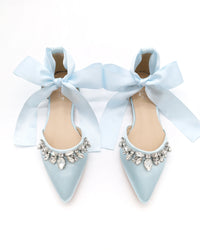 Kailee P Bella Teardrop Rhinestones - Satin Tie, Light Blue