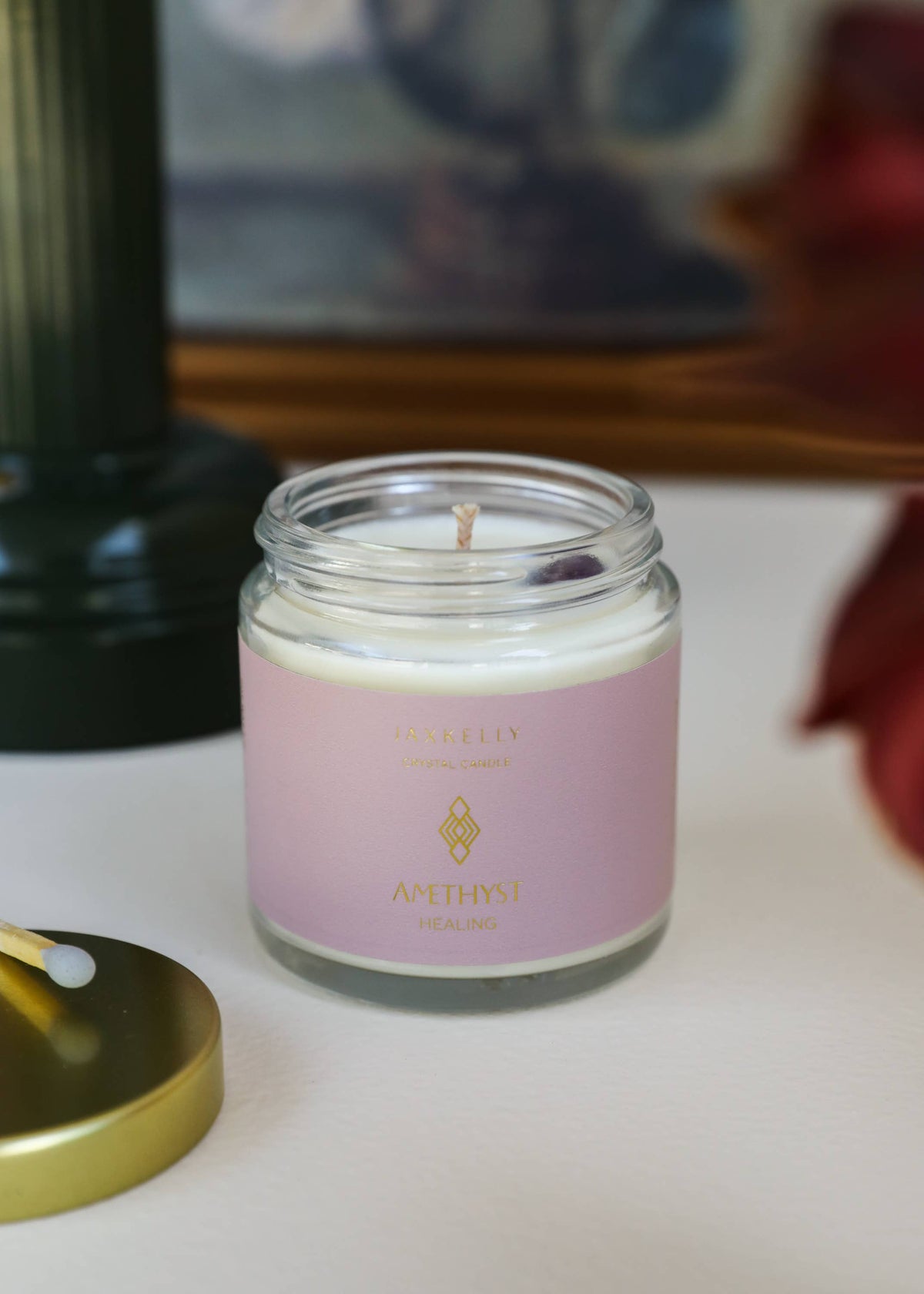 4oz Clear Crystal Candles - Amethyst - Healing