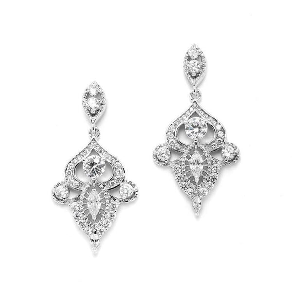 Bride Savvy Jewelry Intricate Art Deco Dangle Statement Earrings