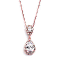 Bride Savvy Jewelry Lustrous Rose Gold Teardrop Pendant