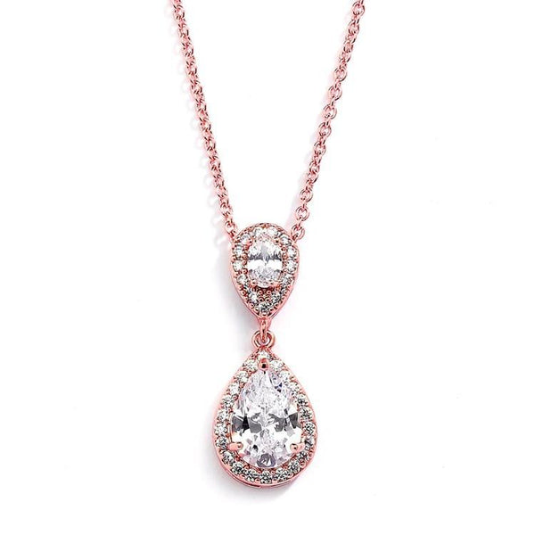 Bride Savvy Jewelry Lustrous Rose Gold Teardrop Pendant