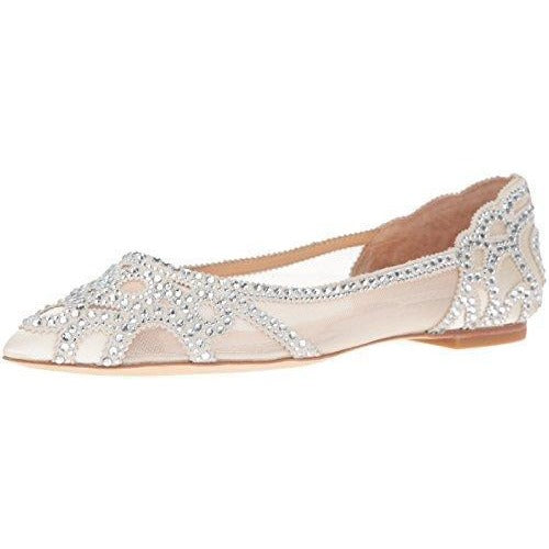 Bride Savvy LLC -Your Bride Box Badgley Mischka Women's Gigi Pointed Toe Flat, Ivory, 7.5 M US