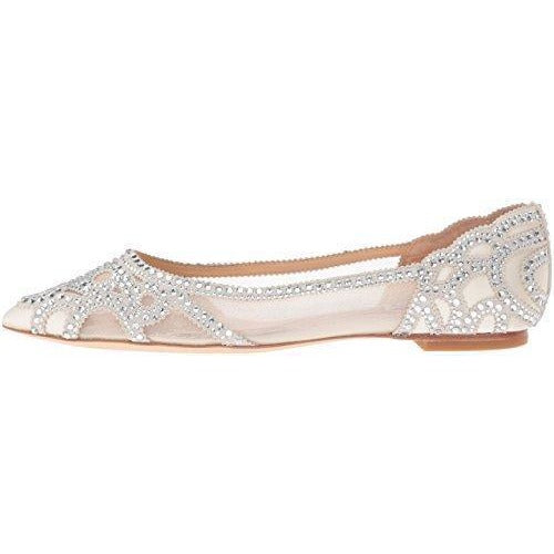 Bride Savvy LLC -Your Bride Box Badgley Mischka Women's Gigi Pointed Toe Flat, Ivory, 7.5 M US