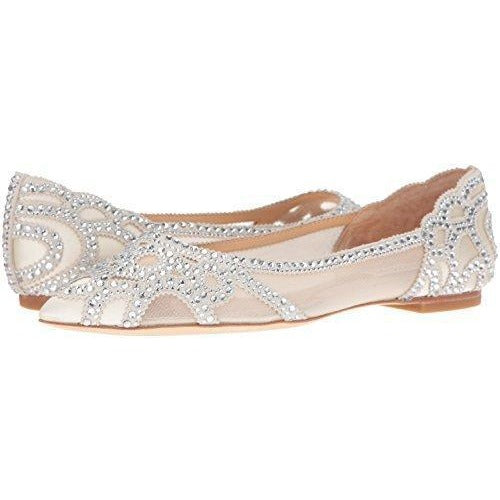 Bride Savvy LLC -Your Bride Box Badgley Mischka Women's Gigi Pointed Toe Flat, Ivory, 7.5 M US