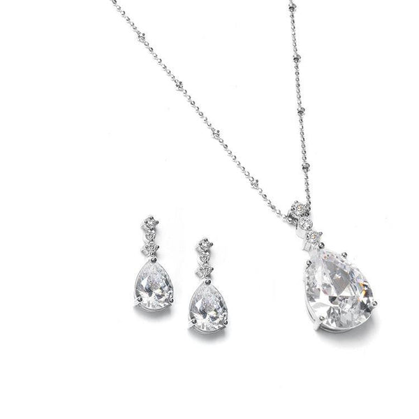 Bride Savvy LLC -Your Bride Box Brilliant Pear Shaped Drop Necklace Set