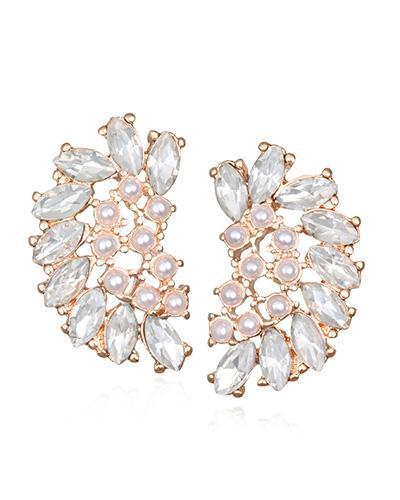 Bride Savvy LLC -Your Bride Box Earrings Jewel Rose & Pearl Arch Earrings