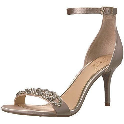 Bride Savvy LLC -Your Bride Box Jewel Badgley Mischka Women's Alana Heeled Sandal, Champagne, 10 Medium US